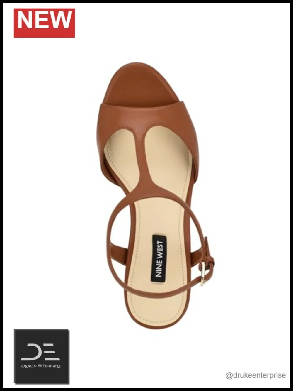 Nine West Naini Heeled Sandals Faux Leather Platform Block Heel